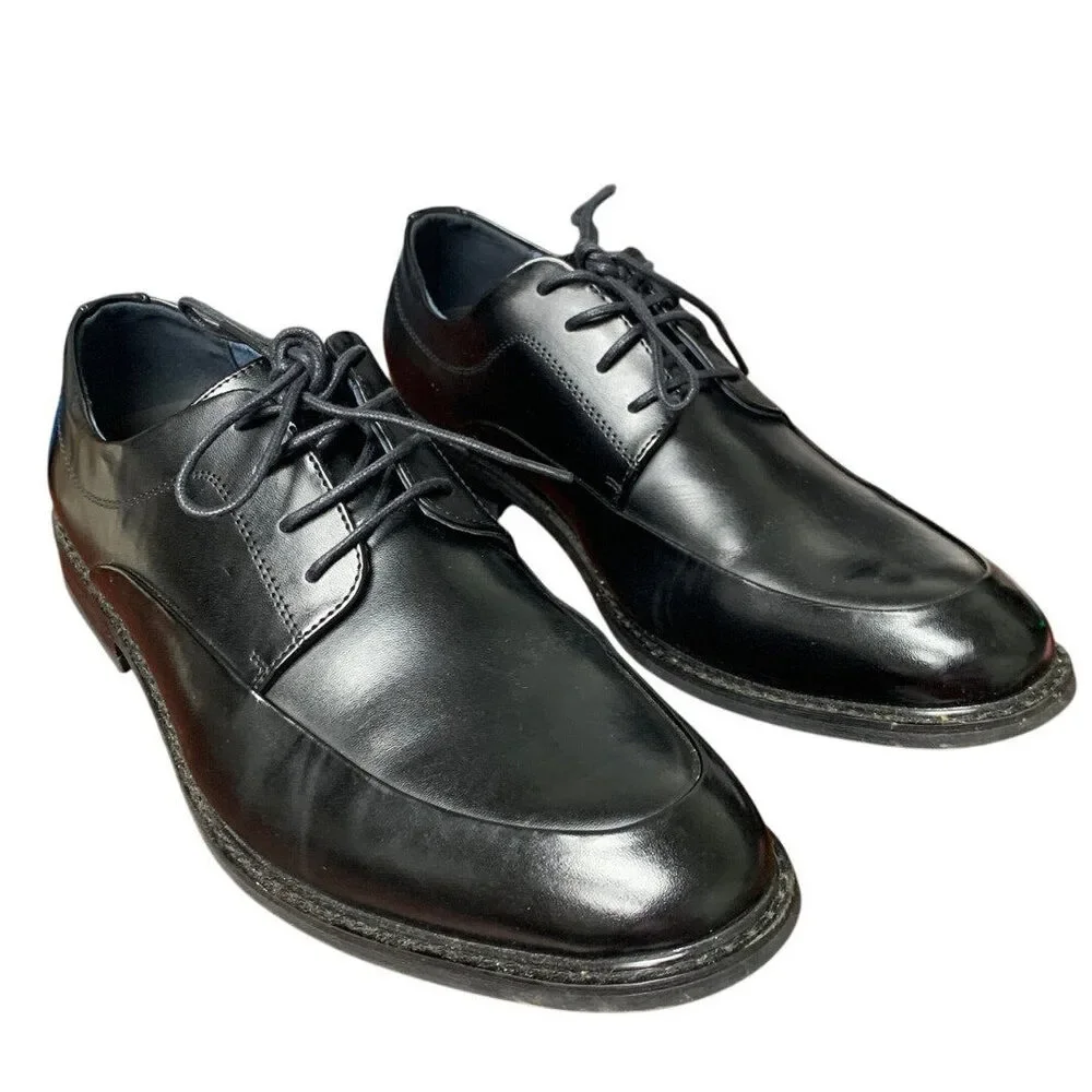 Bruno Marc Mens 10.5 Black Faux Leather Lace Up Oxford Dressy Formal Shoes